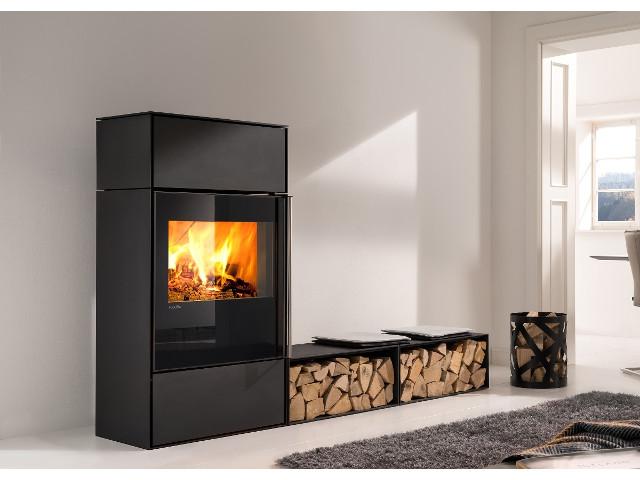 Buderus 7736603770 Kaminofen myCastle, 9 kW, black, ein Aufsatz 