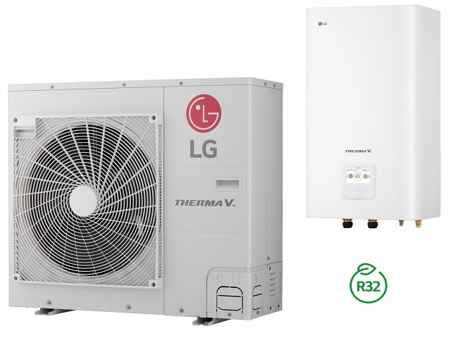 LG Therma V Split-Wärmepumpen Set Hydro Box 9 kW Außen- und Inneneinheit zum Heizen und Kühlen