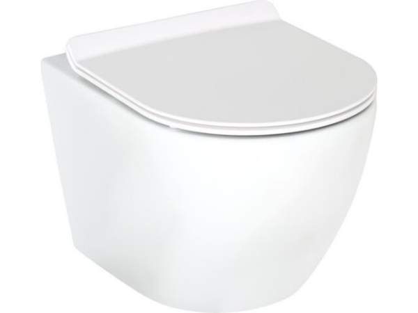 Combi-Pack Arax Wand-Tiefspül WC Spülrandlos mit Silent Flush 370x370x485mm +WC-Sitz weiß glänzend