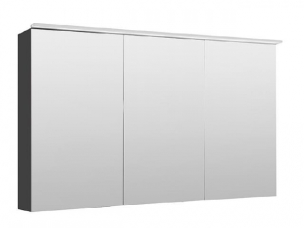 Spiegelschrank Lossa mit LED-Aufsatzleuchte 3 Türen anthrazit matt 1200x750x194 mm