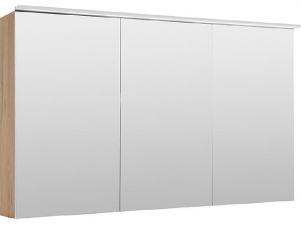Spiegelschrank Lossa mit LED-Aufsatzleuchte 3 Türen asteiche cortina 1200x750x194 mm