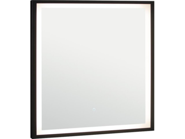LED-Spiegel Ranelva m. Touch-Schalter, m. schwarzem Rahmen, Front/ Hintergrundbeleuchtung, 800x800mm