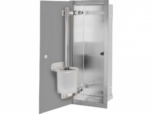 WC-Wandcontainer Edel.gebürstet Flat 450 1 graue Glastüre links