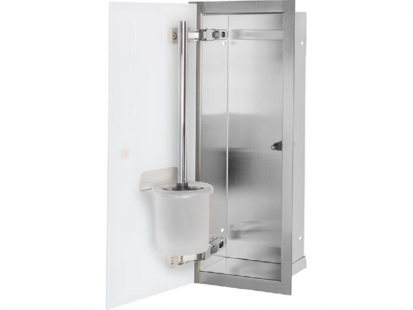 WC-Wandcontainer Edel.gebürstet Flat 450 1 weiße Glastüre links