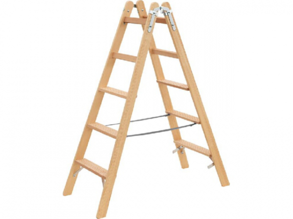 Stufen-Doppelleiter Siedra Holz, 2x5 Stufen, HSL25