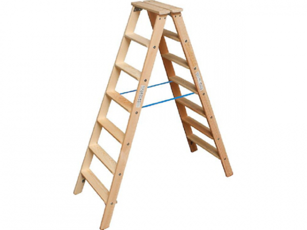 Stufen-DoppelLeiter Holz, Krause 2x7 Stufen, 818447