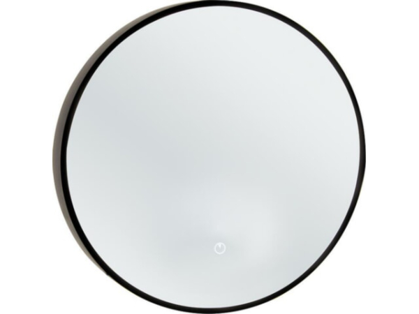 LED-Spiegel Aelva m. Touch-Schalter, m. schwarzem Rahmen, Ø 500mm