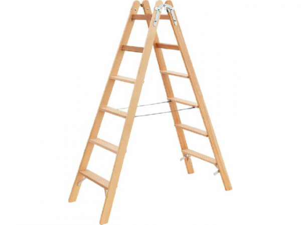 Stufen-Doppelleiter Siedra Holz, 2x6 Stufen, HSL 26