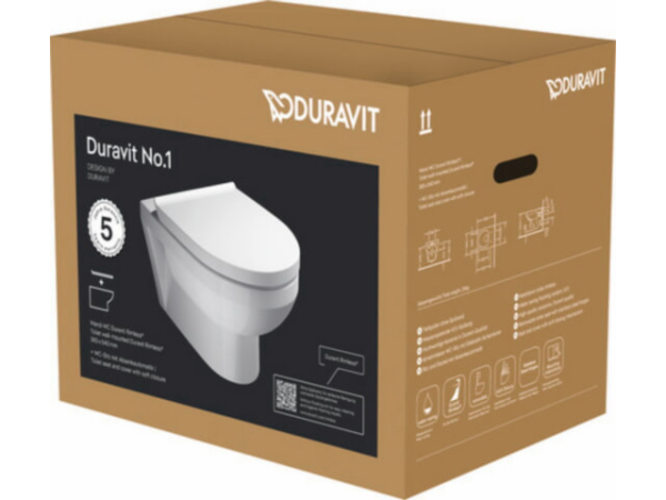 WC-Set Duravit No.1 Wand Tiefspüler, spülrandlos, Softclose, weiß