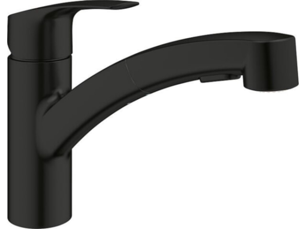 Spültischmischer Grohe Eurosmartmit herausziehbarer Geschirrbrause, Ausladung 227 mm, matte black