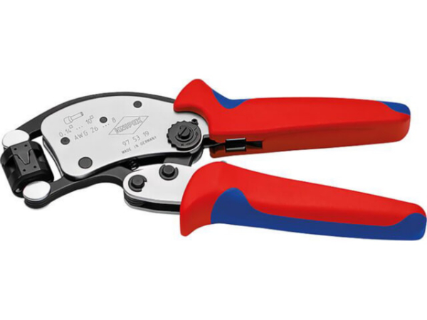 Crimpzange KNIPEX Twistor® T mit 360° drehbarem Crimpkopf und automatischer Einstellung