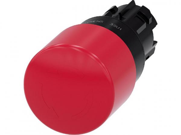Not-Halt-Pilzdrucktaster, 22mm, rund, rot, 30mm 3SU1000-1GB20-0AA0