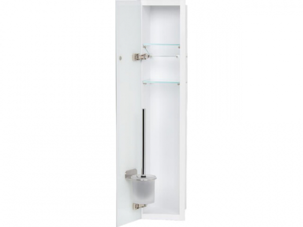 WC-Wandcontainer Weiß besch. Flat 800 1 weiße Glastüre links