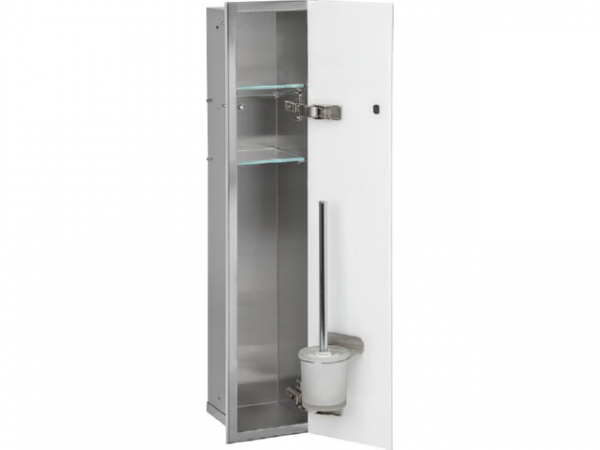 WC-Wandcontainer Edelstahl komplett Zero 800 1 weiße Glastüre rechts