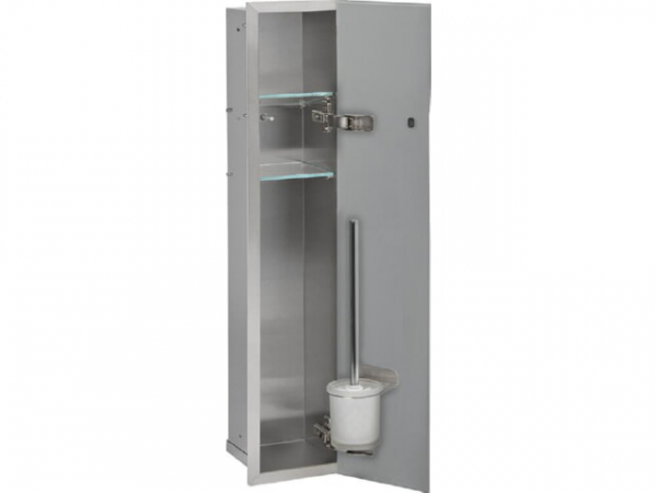 WC-Wandcontainer Edel.gebürstet Flat 800 1 schwarze Glastüre recht