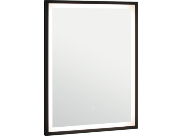 LED-Spiegel Ranelva m. Touch-Schalter, m. schwarzem Rahmen, Front/ Hintergrundbeleuchtung, 600x800mm