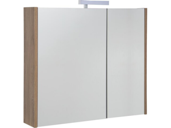 Spiegelschrank Akira mit LED-Beleuchtung, 2 Türen, Nabucco Eiche 800x700x155mm