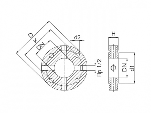 Buderus Quattro-Ring Einklemm-Anschlussvorrichtg Stahl S235JRG2,PN6,4x1/2",DN40,H40 7747200095