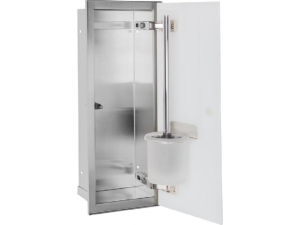 WC-Wandcontainer Edelstahl komplett Zero 450 1 weiße Glastüre rechts
