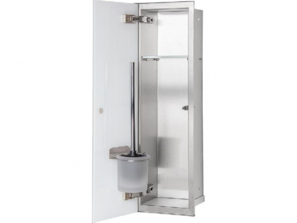 WC-Wandcontainer Edelstahl komplett Zero 600 1 weiße Glastüre links