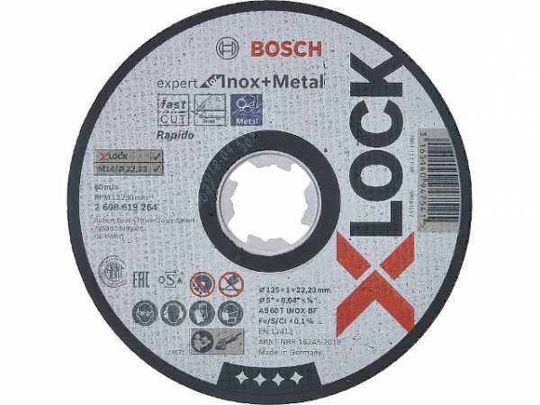 Trennscheibe BOSCH® für Stahl und Edelstahl mitx- Lock Aufnahme Ø 125x1,0 mm