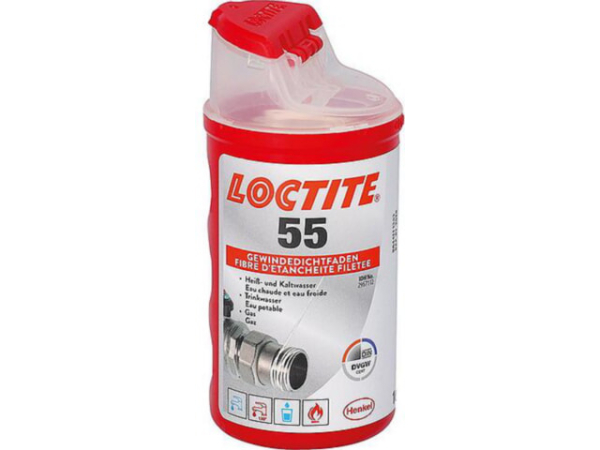 LOCTITE Gewindedichtfaden 55, universell für Metall- und Kunststoffrohre, sofort dicht, bis 149°C, weiß