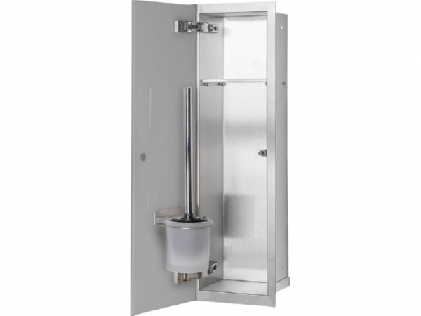 WC-Wandcontainer Edel.gebürstet Flat 600 1 graue Glastüre links