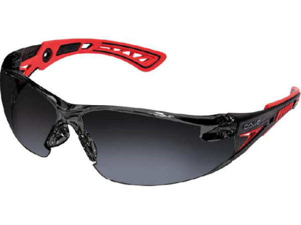 Schutzbrille RUSH+ Rahmen rot / schwarz - Rauchglas PC - kratzfest & beschlagfrei