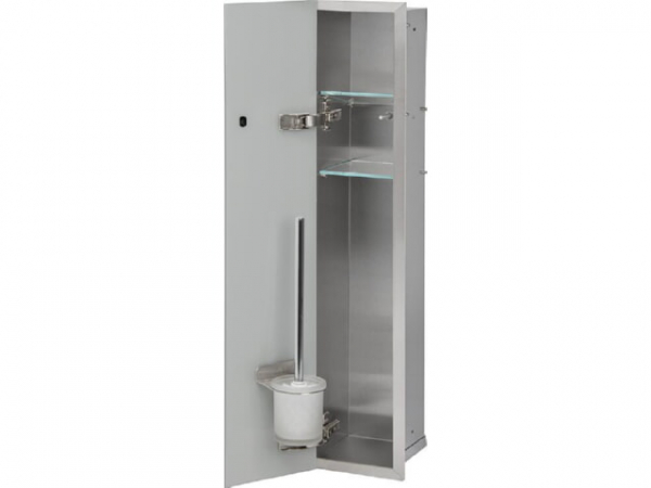 WC-Wandcontainer Edel.gebürstet Flat 800 1 graue Glastüre links
