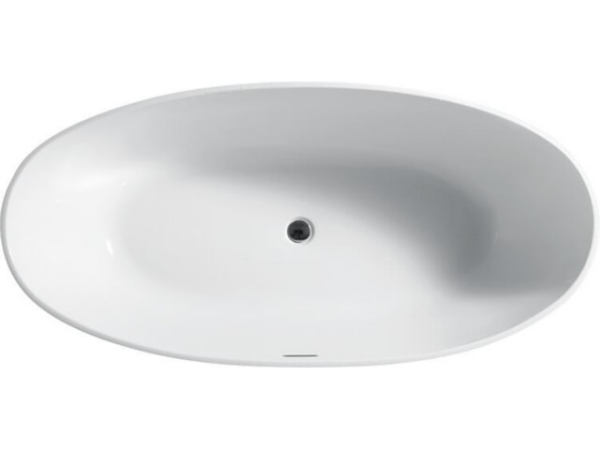 Badewanne freistehend Scardon BxHxT:1820x580x880mm mit Klicker-Ablaufgarnitur und Schlitzüberlauf chrom, Acryl weiß