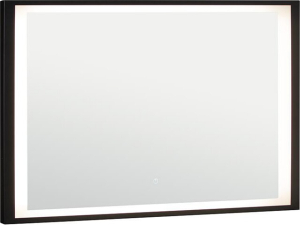 LED-Spiegel Ranelva m. Touch-Schalter, m. schwarzem Rahmen, Front/ Hintergrundbeleuchtung, 1000x800mm