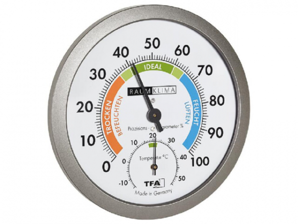 Thermo-Hygrometer schwarz 45.2043.51mit farbigen Komfortzonen