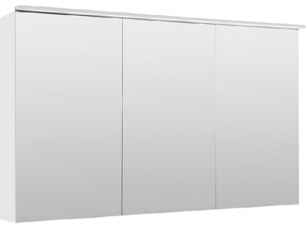 Spiegelschrank Lossa mit LED-Aufsatzleuchte 3 Türen weiß matt 1200x750x194 mm