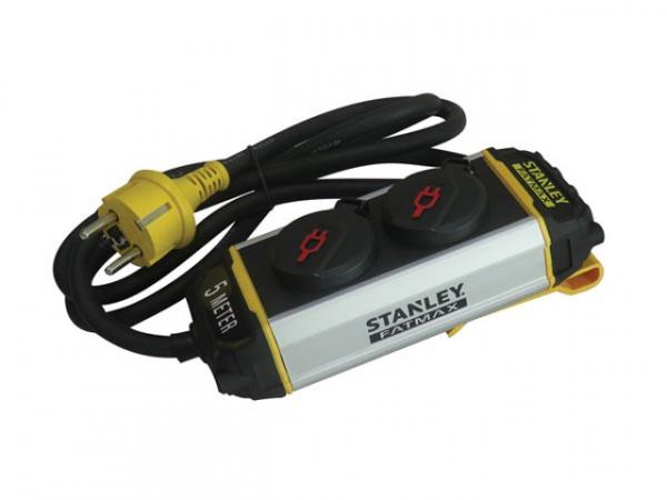 Stanley 2-fach Steckdosenleiste mit Deckeln und Befestigungsclip ESTN2BL G