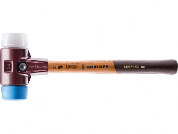 SIMPLEX-Schonhammer Halder mit TE-Gehäuse und Holzstiel, Superplastik/TPE-soft, Ø 60 mm