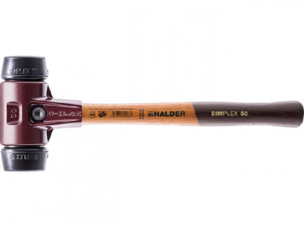SIMPLEX-Schonhammer Halder mit Tempergussghäuse, Holzstiel und Gummikomposition, Ø 30 mm