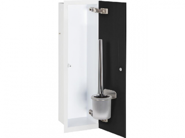WC-Wandcontainer Weiß beschichtet Flat 450 1 schwarze Glastüre recht
