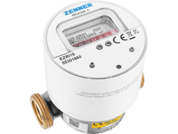 Funk AP- Warmwasserzähler Zenner Typ Minomess 90°C Q3 2,5, BL=80mm DN15(1/2') R40HV 325 RK, wireless M-Bus