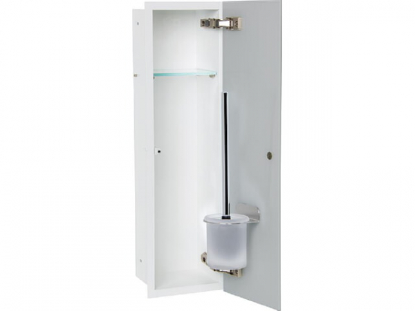 WC-Wandcontainer Weiß besch. Flat 600 1 graue Glastüre recht