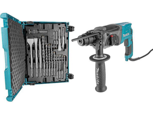 Bohr- und Meißelhammer Makita HR2470, 780 W mit Bohrer- und Meißel-Set 17-teilig